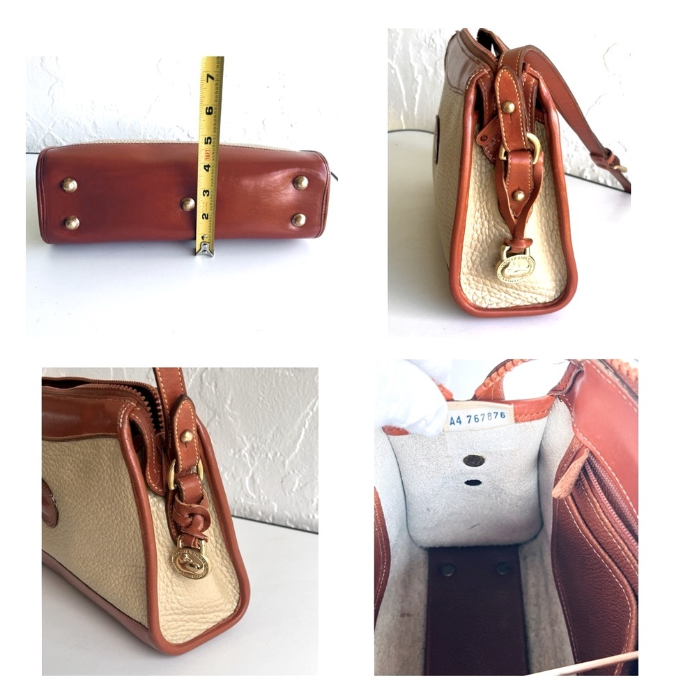 VINTAGE DOONEY & BOURKE FARMHOUSE COTTAGE BEIGE TAUPE/TAN TRIM CROSSBODY - Picture 15 of 15
